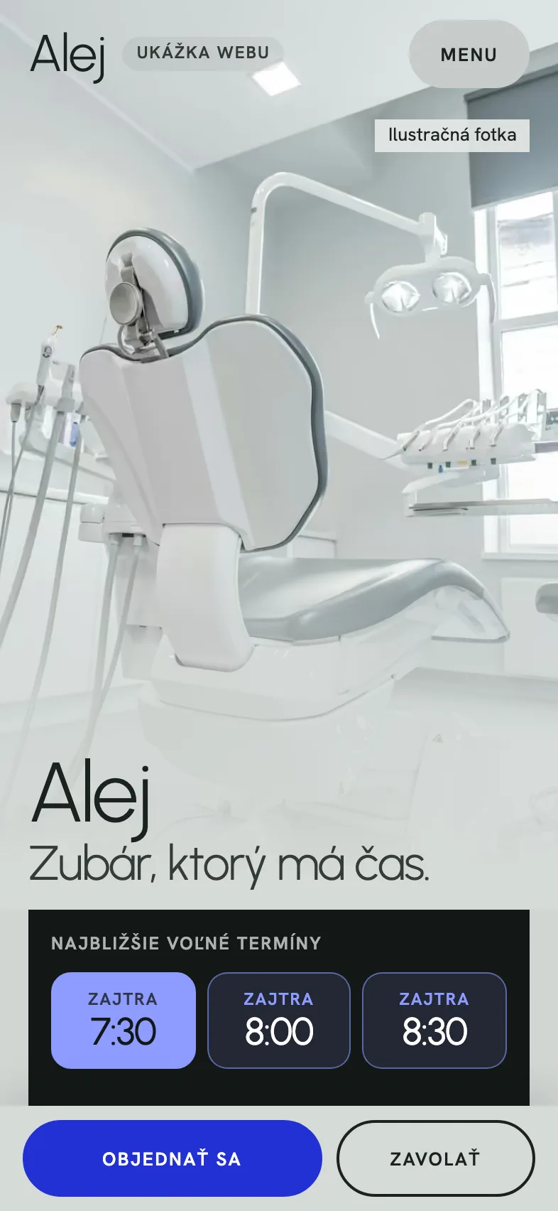 Alej. Dental practice. The view on a phone.
